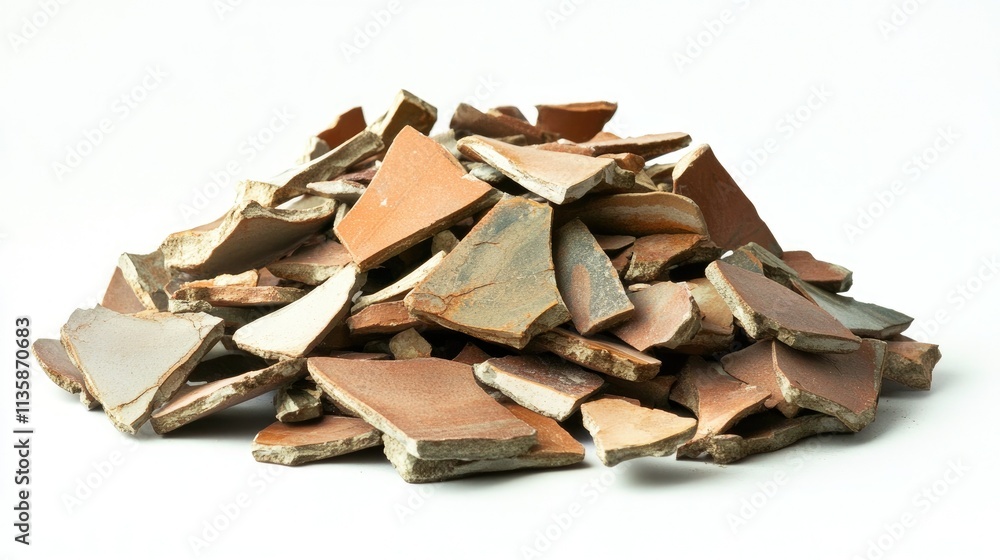 Poster pile of colorful ceramic shards displaying unique textures and shades ideal for artistic projects an