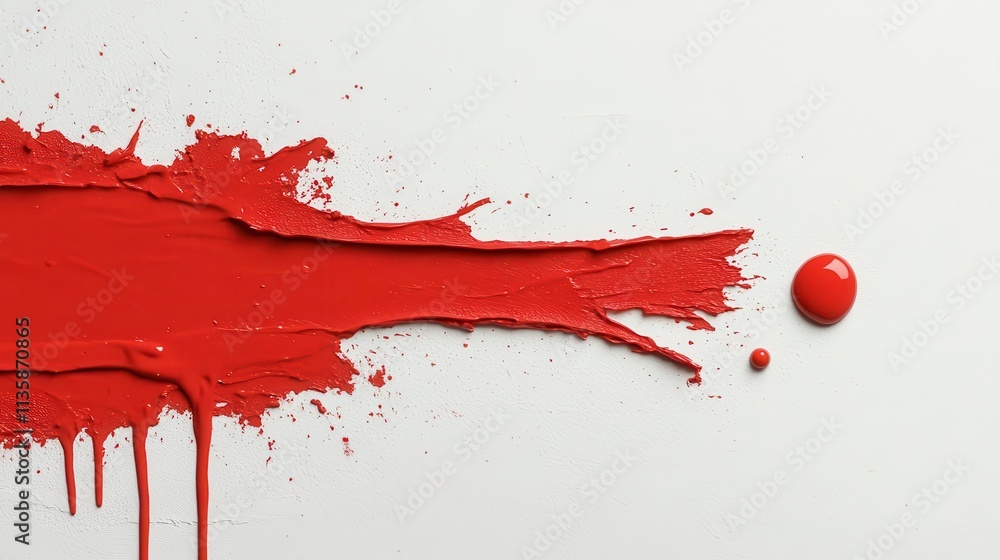 Aufkleber a dynamic burst of red paint on a clean white canvas, creating a striking contrast and room for mess