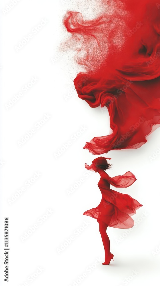 Poster a diagonal wave of vibrant red hues flows across a clean white background, creating a mesmerizing ba