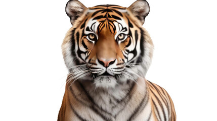 Fototapeta premium A portrait of tiger isolated on a white transparent background