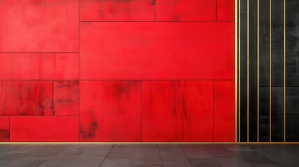 A bold red stripe accented by a metallic gold border, surrounded by pristine white space for text.