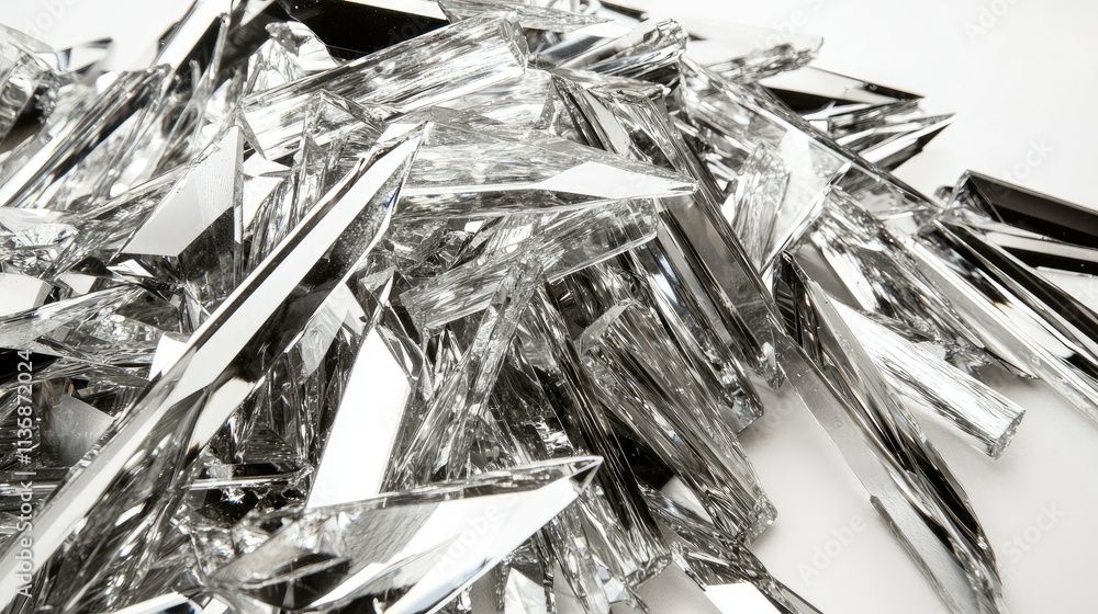 Aufkleber a close-up view of shiny glass crystals on a white surface, reflecting light and creating intriguing
