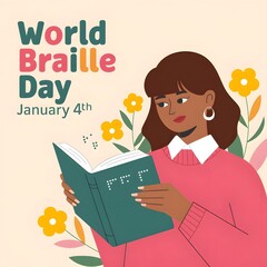World Braille day every year on January 4, Vector illustration design, Braille day.