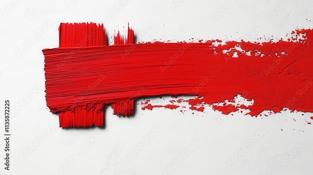 Poster abstract red brushstroke creating bold diagonal patterns, clean white background with ample empty sp