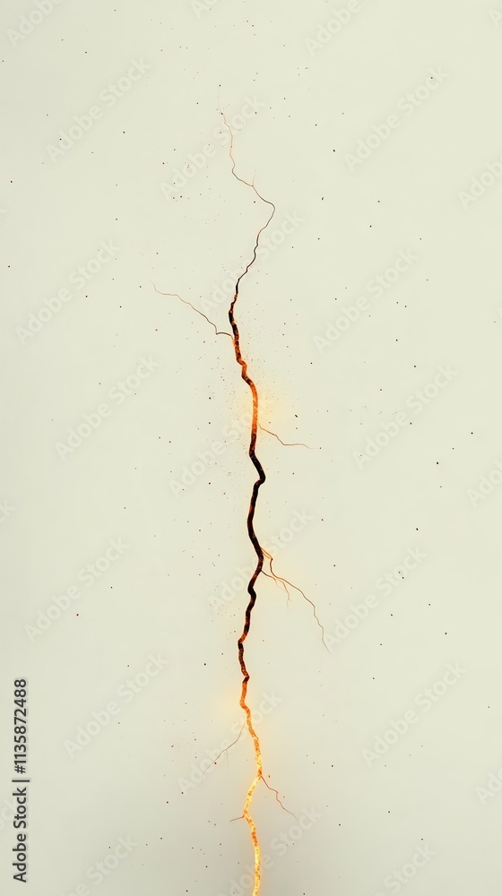 Poster golden lightning streaks intersect a white canvas, creating space for text.