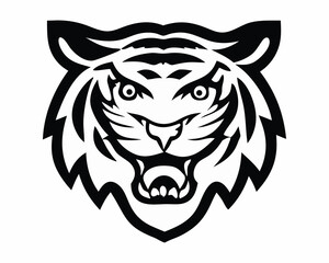 Tiger head black logo silhouette vector illustration
