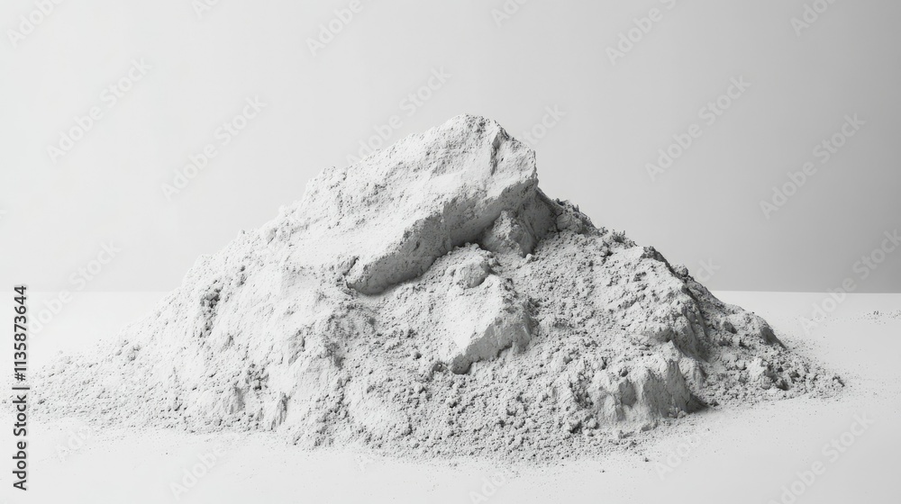 Poster White Powder Heap on Clean Surface Creating a Minimalistic Composition for Artistic and Design Purposes in Modern Photography and Visual Arts
