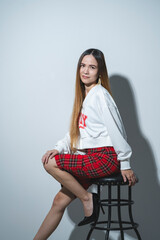 冬服の女性