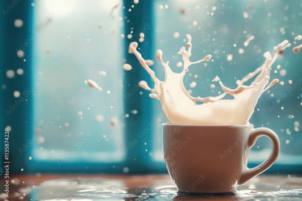 Canvas Prints Milk Splashing Into A White Coffee Cup