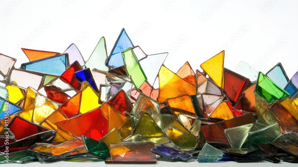 Poster colorful fragments of broken glass creating a vibrant mosaic texture with multiple shapes and reflec