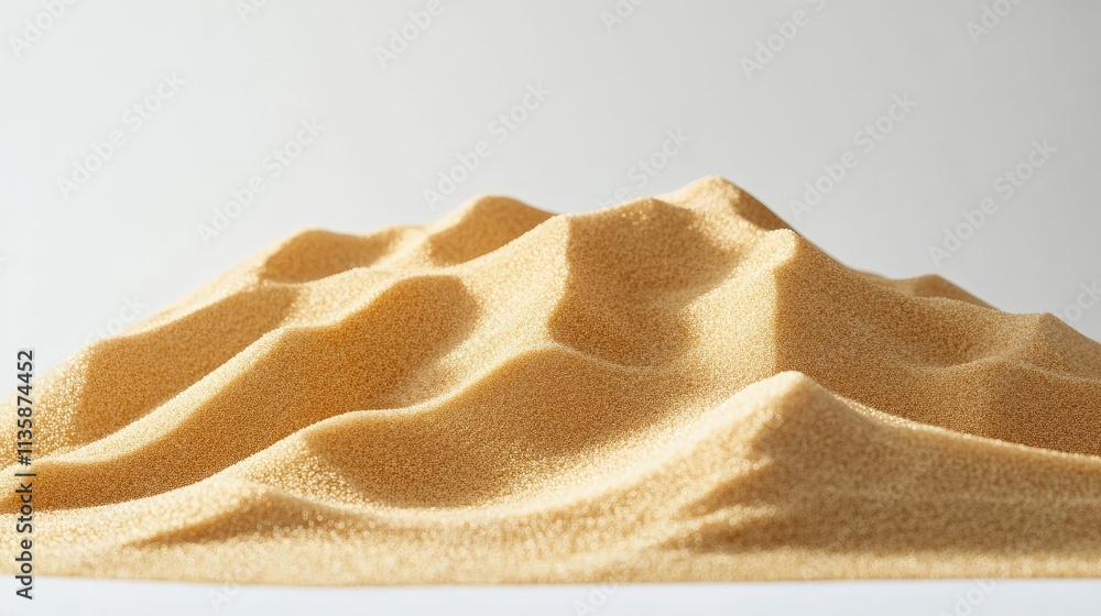 Poster textured sandscape with gentle dunes formed by fine grains of yellow sand creating a soft and serene