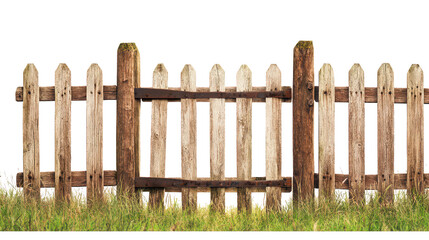 Fototapeta premium Rustic Wooden Fence with Gate in Grass