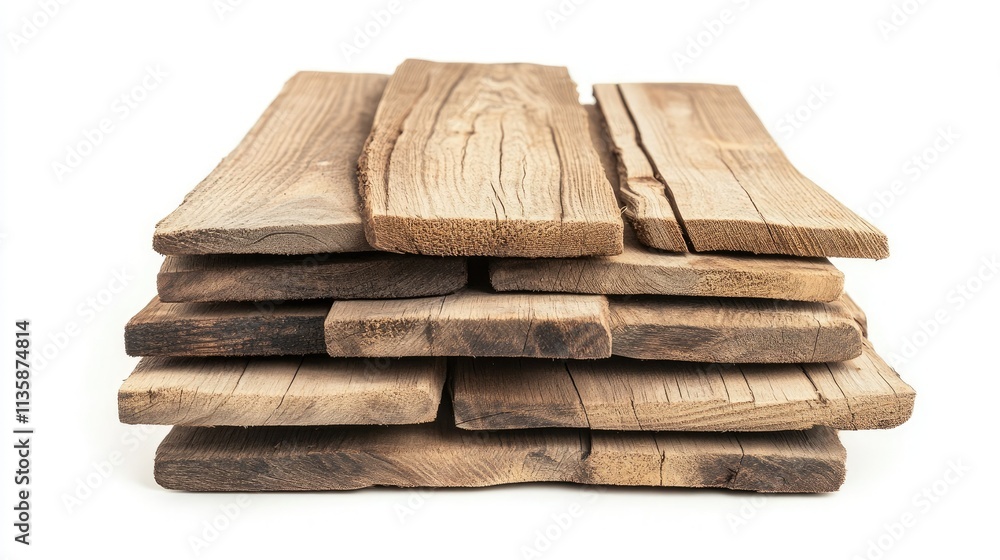 Poster stacked natural wooden planks displaying unique textures and warm earthy tones for use in design and