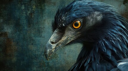 Fototapeta premium Majestic Black Bird: Close-up Portrait of a Wild Bird