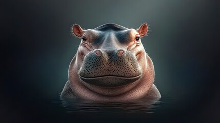 Naklejka premium Happy Hippopotamus Portrait Cinematic Wildlife Photography