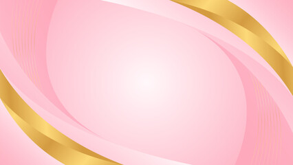 Abstract pink luxury curved background with gold lines. Elegant modern wallpapers. Template banner background for beauty products, sales, ads, events, web and pages