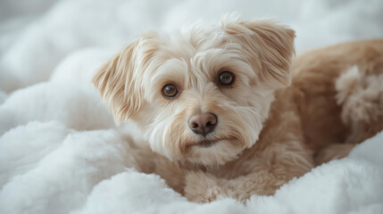 close up white cute dog 