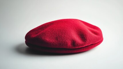 Vibrant Red Wool Beret Hat for Fashion Accessories, Stylish Apparel, and Creative Outfit Inspirations in High-Quality Photography on Minimalist Background