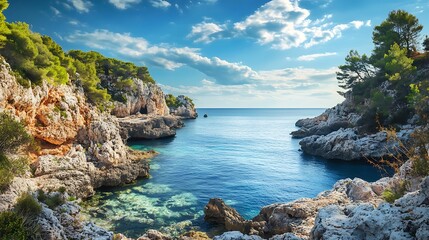 Coastal scenery, Mediterranean bay. Concept of travel, vacation, and relaxation.