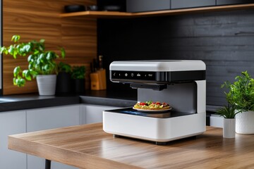 Modern Kitchen with Smart Pizza Maker: High-Tech Culinary Innovation for Effortless Home Cooking in Contemporary Style