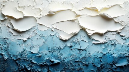Obraz premium Abstract artwork depicting textured waves in shades of blue and white.