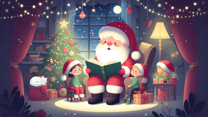 Magical Christmas Storytime with Santa Claus by the Fireplace