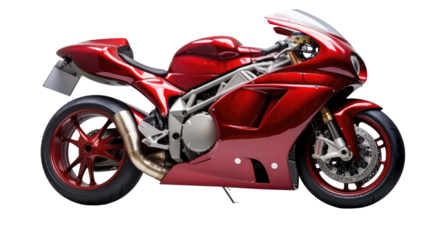 red motorcycle isolated on a white transparent background