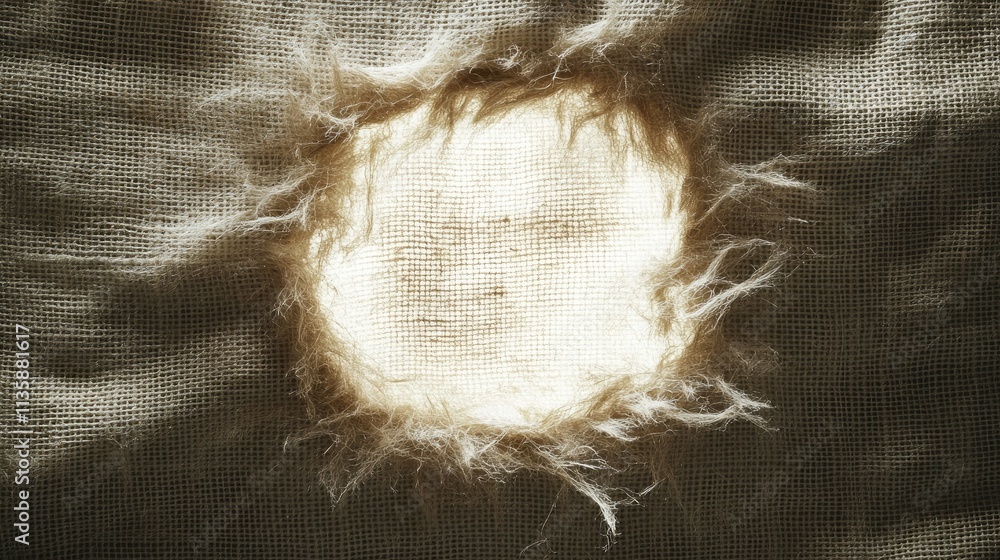 Poster bright sunlight shining through a textured fabric, creating a warm glow with soft edges and a natura