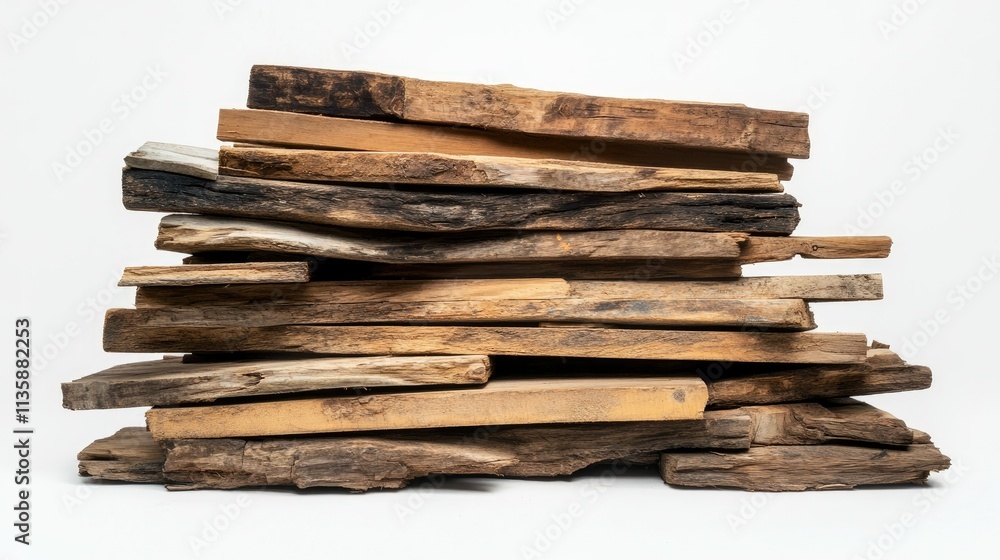 Aufkleber stacked variety of weathered wooden planks displaying natural grain patterns and textures for use in