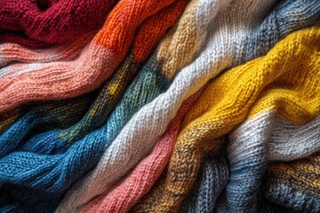 Colorful Knitted Fabric Textured Background