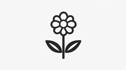 black and white flowers icon