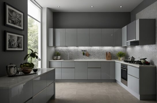 Contemporary Modular Dove Grey Parallel Kitchen Design