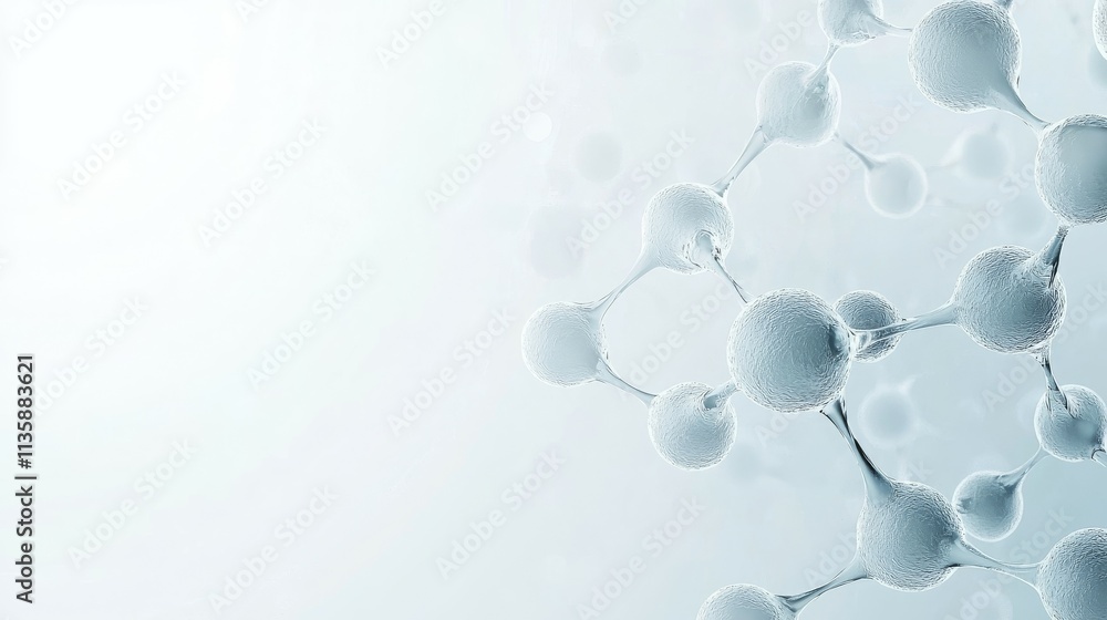 Poster abstract representation of molecular structures on a light background.