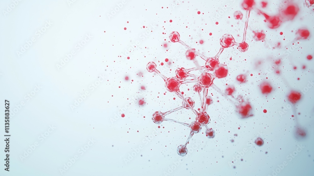 Aufkleber abstract representation of molecular structures in red and white tones.