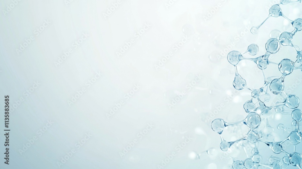 Poster abstract representation of molecular structures with a light background.