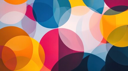 Abstract design featuring overlapping colorful circles in various hues.
