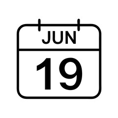  june 19 calendar icon, juneteenth line art, juneteenth icon - simple black line art icon of june 19 calendar, symbolizing juneteenth celebrations. juneteenth vector art.