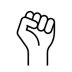 Obraz premium raised fist in solidarity icon, juneteenth line art, juneteenth icon - simple black line art icon of raised fist in solidarity, symbolizing juneteenth celebrations. juneteenth vector art.