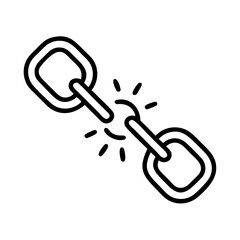 broken chains icon, juneteenth line art, juneteenth icon - simple black line art icon of broken chains, symbolizing juneteenth celebrations. juneteenth vector art.