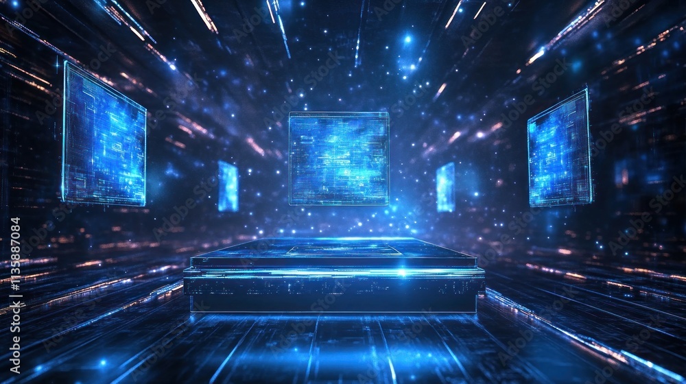 Aufkleber futuristic digital data processing interface hologram