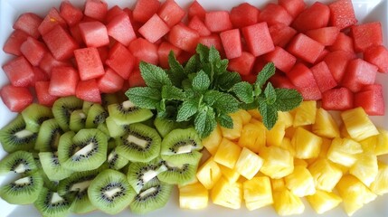 Fresh Watermelon Kiwi Pineapple Fruit Platter