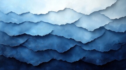 Fototapeta premium Abstract layered waves in shades of blue, creating a serene and calming visual effect.
