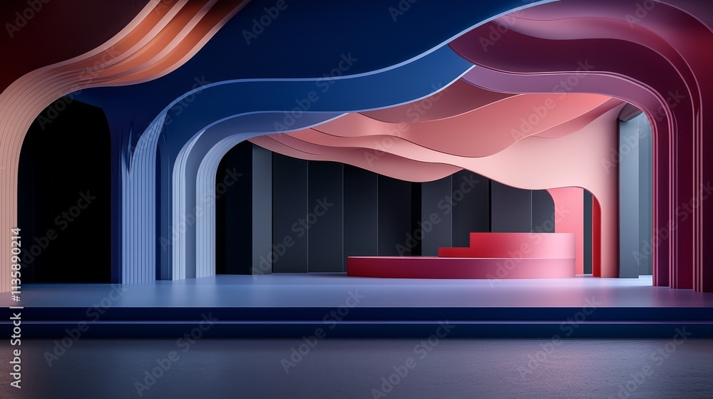Poster dynamic abstract stage design creative space graphic art modern environment artistic viewpoint capti