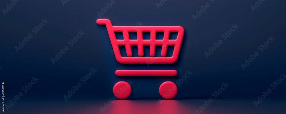 Wall mural Modern Shopping Cart Icon on Dark Background