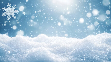 Fototapeta premium Snowflakes fluttering, the ground covered in snow