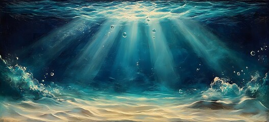 Underwater Sea - Deep Water Abyss With Blue Sun light