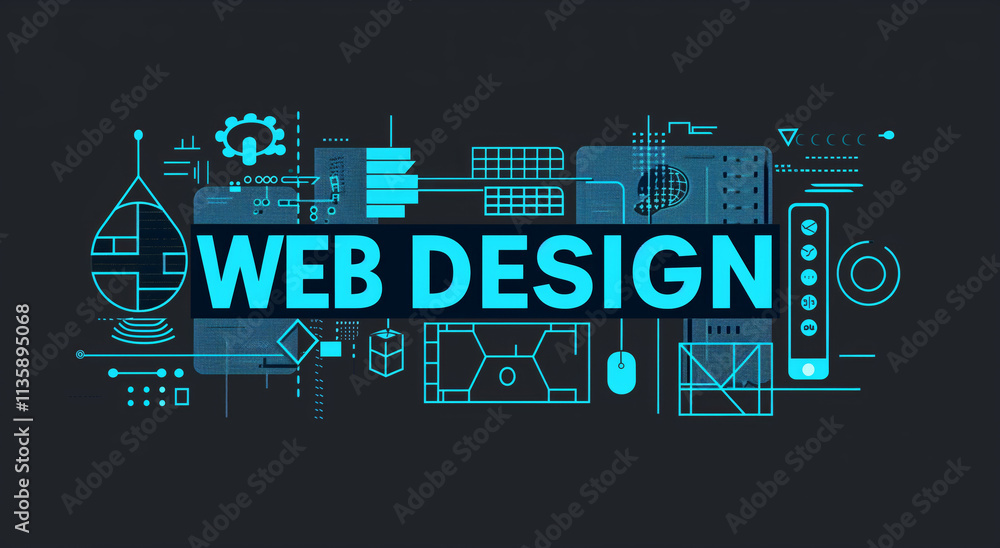Poster the design is abstract and includes various computer parts and symbols