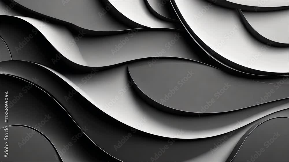 Poster sleek black and white abstract waves create modern, dynamic texture layered design adds depth and so