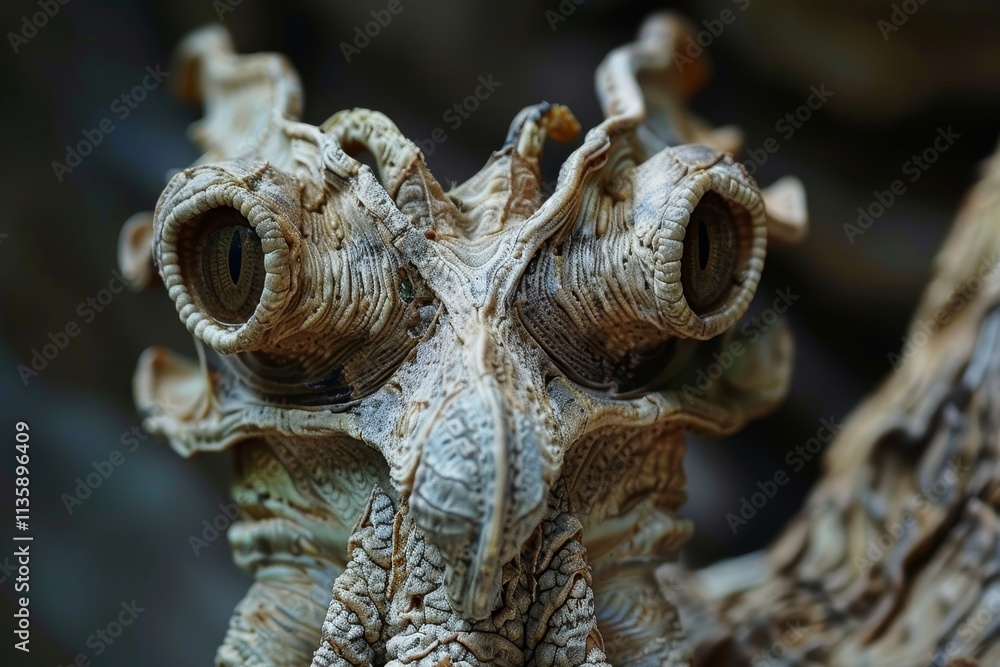 Poster a close-up shot of a creature with distinctive eyes and a unique shape, a creature with a unique and