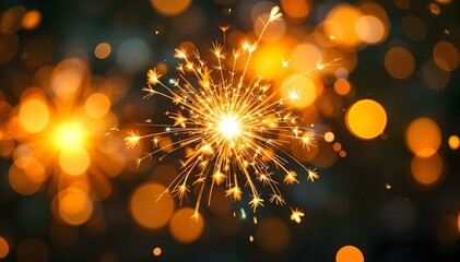 Obraz premium sparkler on bokeh background, new year and merry christmas